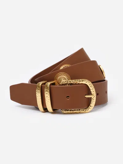 J.mclaughlin Women's Kendall Leather Medalion Belt Saddle