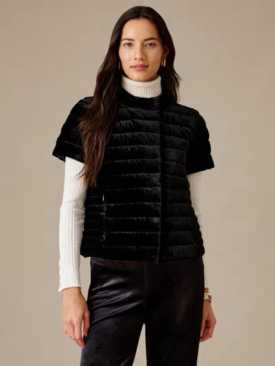 J.mclaughlin Women's Kennedy Short Sleeve Velvet Puffer Black