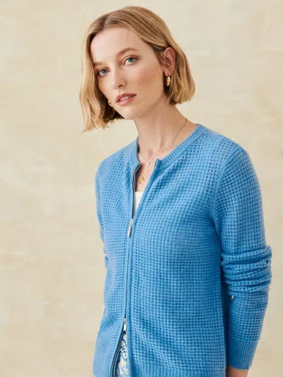 J.mclaughlin Women's Kesia Cashmere Zip Cardigan Medium Blue