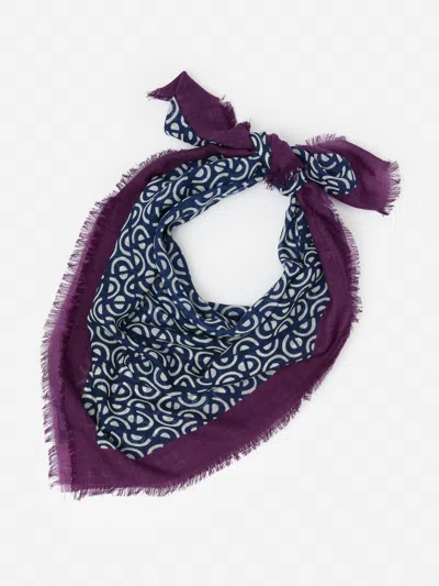 J.mclaughlin Women's La Jolla Scarf In Cosmic Wave Square Purple/navy | Wool