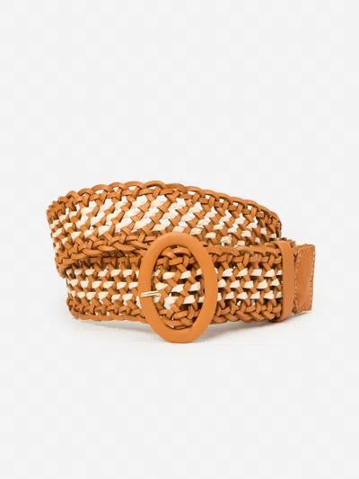 J.mclaughlin Women's Larisa Leather Belt Vachetta/off White In Brown