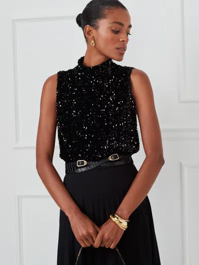 J.mclaughlin Women's Leeza Sleeveless Sequin Top Black