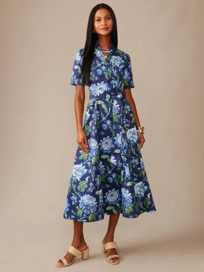 J.mclaughlin Women's Lily Dress In Cerulean Garden Navy/green In Blue