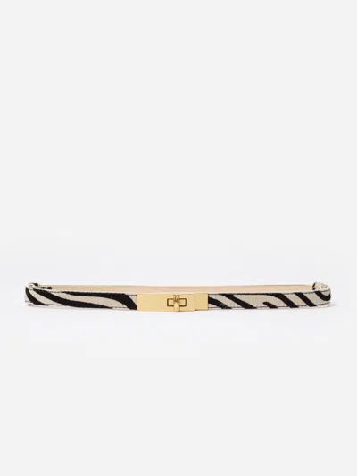 J.mclaughlin Women's Liv Pony Hair Belt In Zebra Stripes Black/off White
