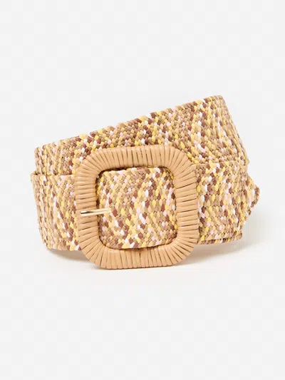 J.mclaughlin Women's Lizzie Belt In Multi Stripe Natural In Brown