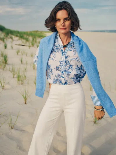J.mclaughlin Women's Lois Shirt In Antique Toile Stripe White/blue