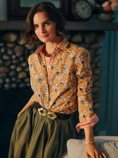 J.mclaughlin Women's Lois Shirt In Belle Epoque Bloom Stripe Yellow