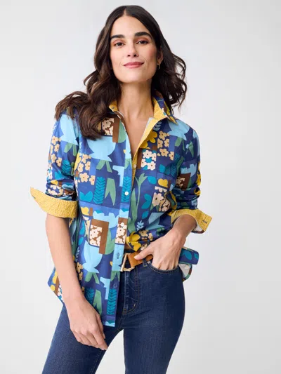 J.mclaughlin Women's Lois Shirt In Paper Garden Geo Blue