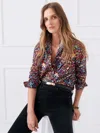 J.mclaughlin Women's Lois Shirt In Savanna Blooms Black/red/blue In Multi