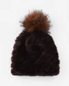 J.mclaughlin Women's Lou Lou Faux Fur Beanie Dark Brown/light Brown In Black
