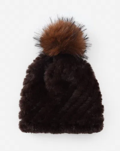 J.mclaughlin Women's Lou Lou Faux Fur Beanie Dark Brown/light Brown