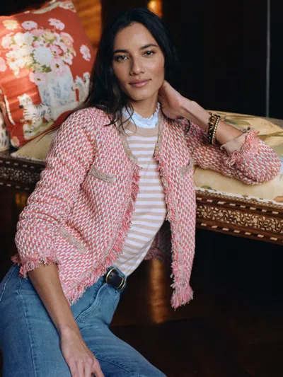 J.mclaughlin Women's Marceline Cardigan Pink/tan In Multi