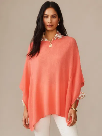J.mclaughlin Women's Marin Cashmere Poncho Coral Rose In Orange