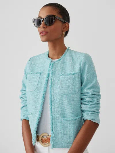 J.mclaughlin Women's Martha Tweed Jacket Aqua In Blue