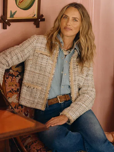 J.mclaughlin Women's Martha Tweed Jacket Taupe/off White In Multi