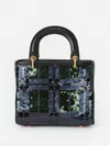 J.mclaughlin Women's Mathilde Sequin Handbag In Black Watch Black/green | Leather In Multi