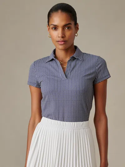 J.mclaughlin Women's Merlin Cap Sleeve Polo In Vine Navy/off White