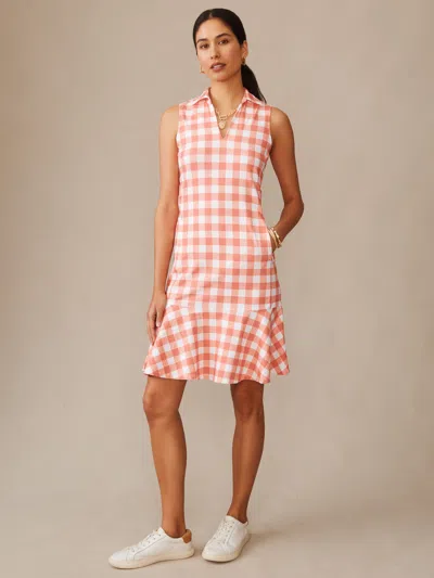 J.mclaughlin Women's Merlin Dress In Textured Gingham White/coral In Multi