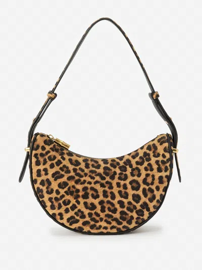 J.mclaughlin Women's Mezzaluna Handbag In Leopard Brown | Leather/suede