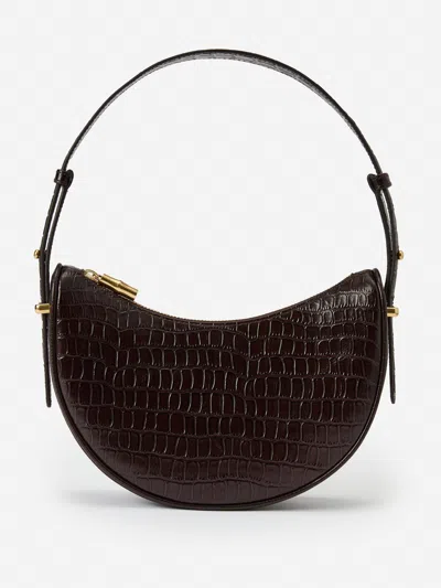 J.mclaughlin Women's Mezzaluna Leather Handbag In Crocodile Dark Brown