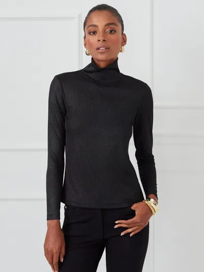 J.mclaughlin Women's Nadia Metallic Turtleneck Top Black/silver