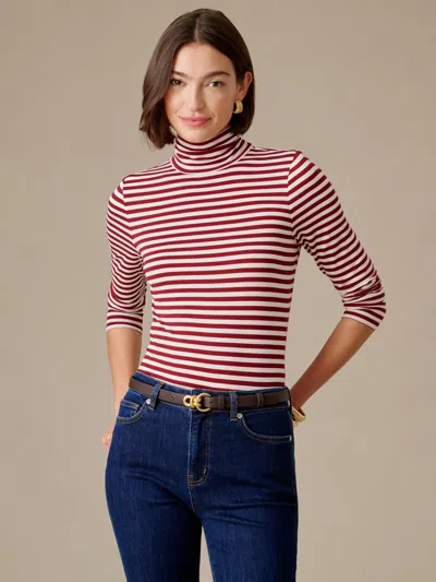 J.mclaughlin Women's Nadia Turtleneck Top In Stripe Bordeaux/peach
