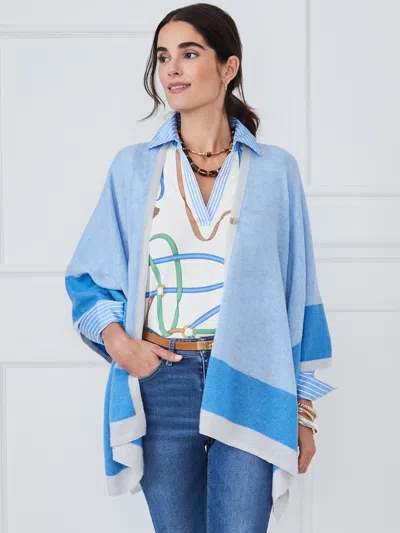J.mclaughlin Women's Naomi Cashmere Wrap In Color Block Blue/denim/off White | Cashmere/denim
