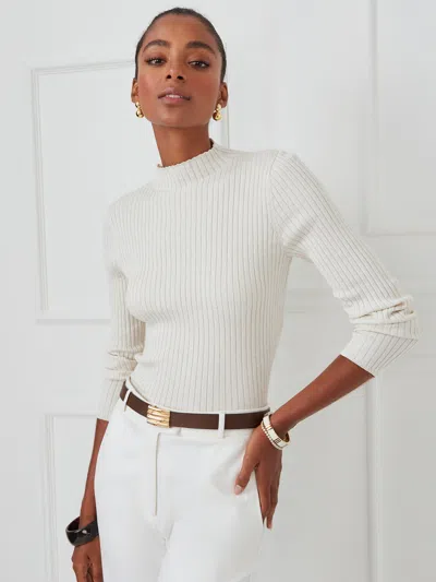 J.mclaughlin Women's Neve Metallic Sweater Champagne/gold In White