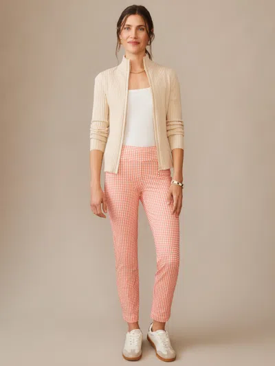 J.mclaughlin Women's Newport Capri Pants In Midi Cabana Gingham White/coral In Pink