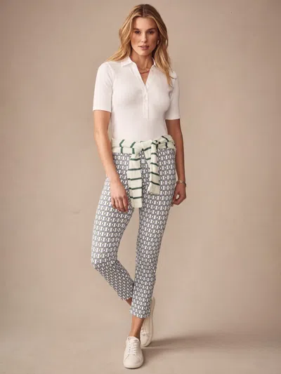 J.mclaughlin Women's Newport Capri Pants In Signet Lock White/blue/green In Multi
