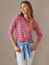 J.mclaughlin Women's Nico T-shirt In Blazer Stripe Coral/denim In Pink