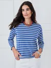 J.mclaughlin Women's Nico T-shirt In Blazer Stripe Denim/egret White In Blue