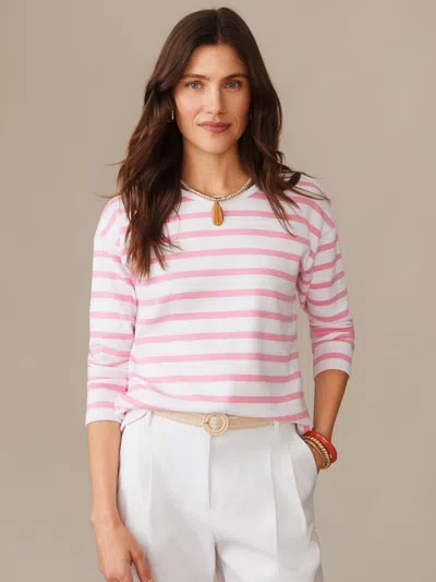 J.mclaughlin Women's Nico T-shirt In Stripe White/pink In Purple