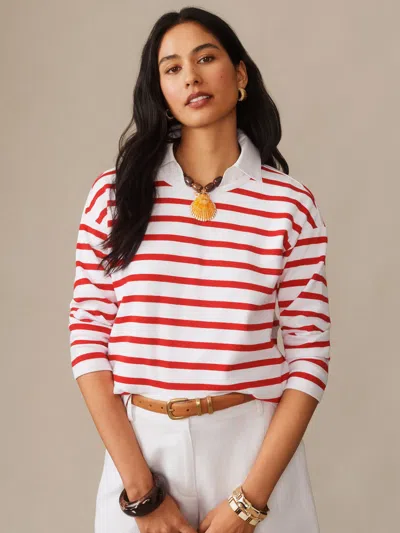 J.mclaughlin Women's Nico T-shirt In Stripe White/red In Multi