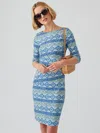 J.mclaughlin Women's Nicola Dress In Garden Mosaic Stripes Blue/mint In Blue
