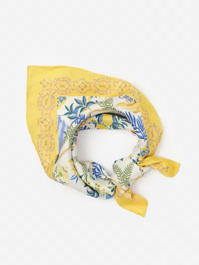 J.mclaughlin Women's Nikka Silk Scarf In Amalfi Coast Bamboo Off White/blue/yellow In Multi