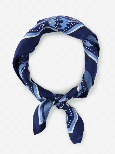 J.mclaughlin Women's Nikka Silk Scarf In Squared Away Dark Blue/blue In Gold