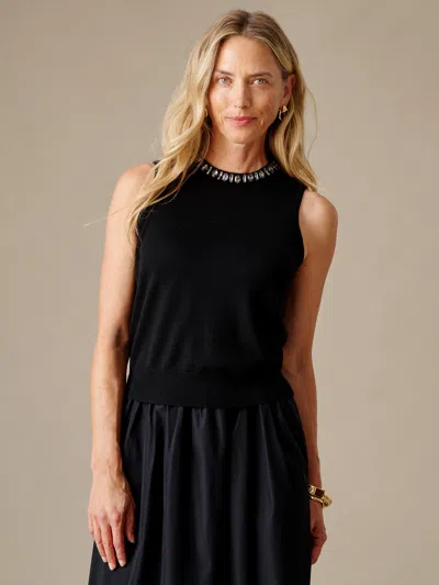 J.mclaughlin Women's Opal Embellished Sweater Tank Top Black