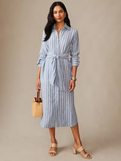 J.mclaughlin Women's Orla Linen Dress In Stripe Denim/white In Gray