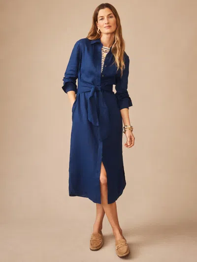 J.mclaughlin Women's Orla Linen Dress Nautical Navy In Blue