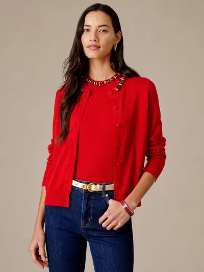 J.mclaughlin Women's Pearl Embellished Cardigan Ruby Red