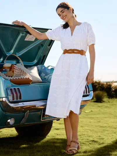 J.mclaughlin Women's Perry Eyelet Dress White In Transparent