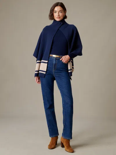 J.mclaughlin Women's Philippa Cape Navy/heather Oatmeal | Wool