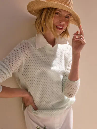 J.mclaughlin Women's Philomena Sweater Light Mint In White