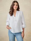 J.mclaughlin Jmclaughlin Rashell Split Neck Linen Top In Multi