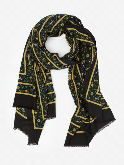 J.mclaughlin Women's Reed Scarf In Country Garden Oblong Black/green/yellow | Wool In Multi