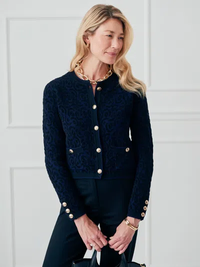 J.mclaughlin Women's Reva Cardigan Black/navy In Blue