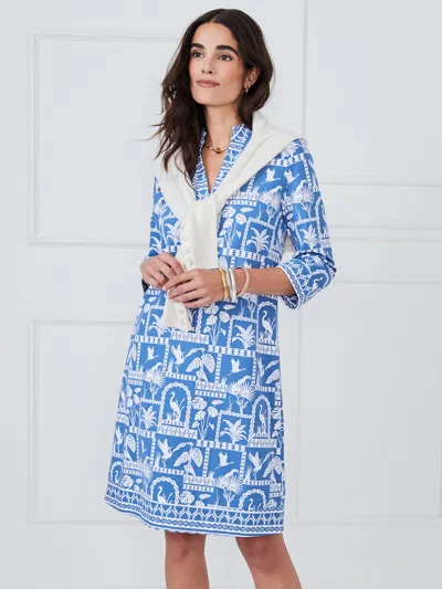 J.mclaughlin Women's Rosie Dress In Egret's Perch Stripe Dark Blue/white In Multi