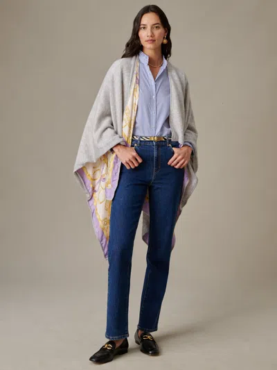 J.mclaughlin Women's Rossi Cashmere Wrap In Grand Heraldic Border Silver Gray | Cashmere/silk