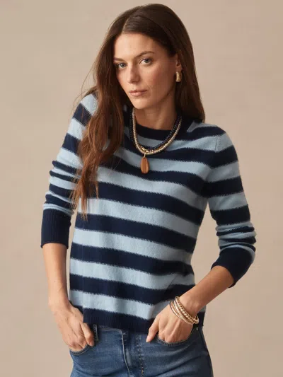 J.mclaughlin Women's Ruby Cashmere Sweater In Stripe Navy/light Blue
